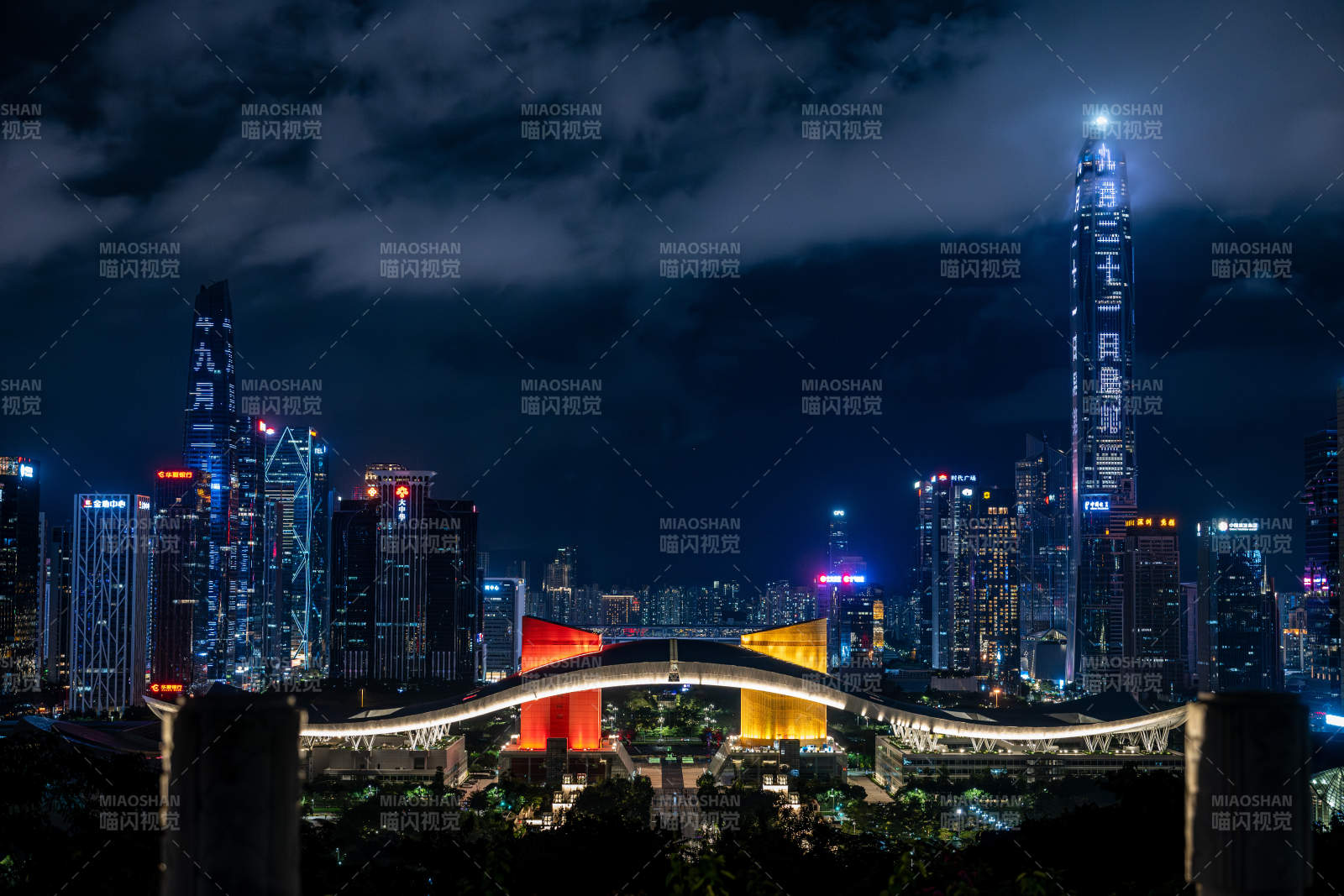 莲花山山顶平台夜景图片