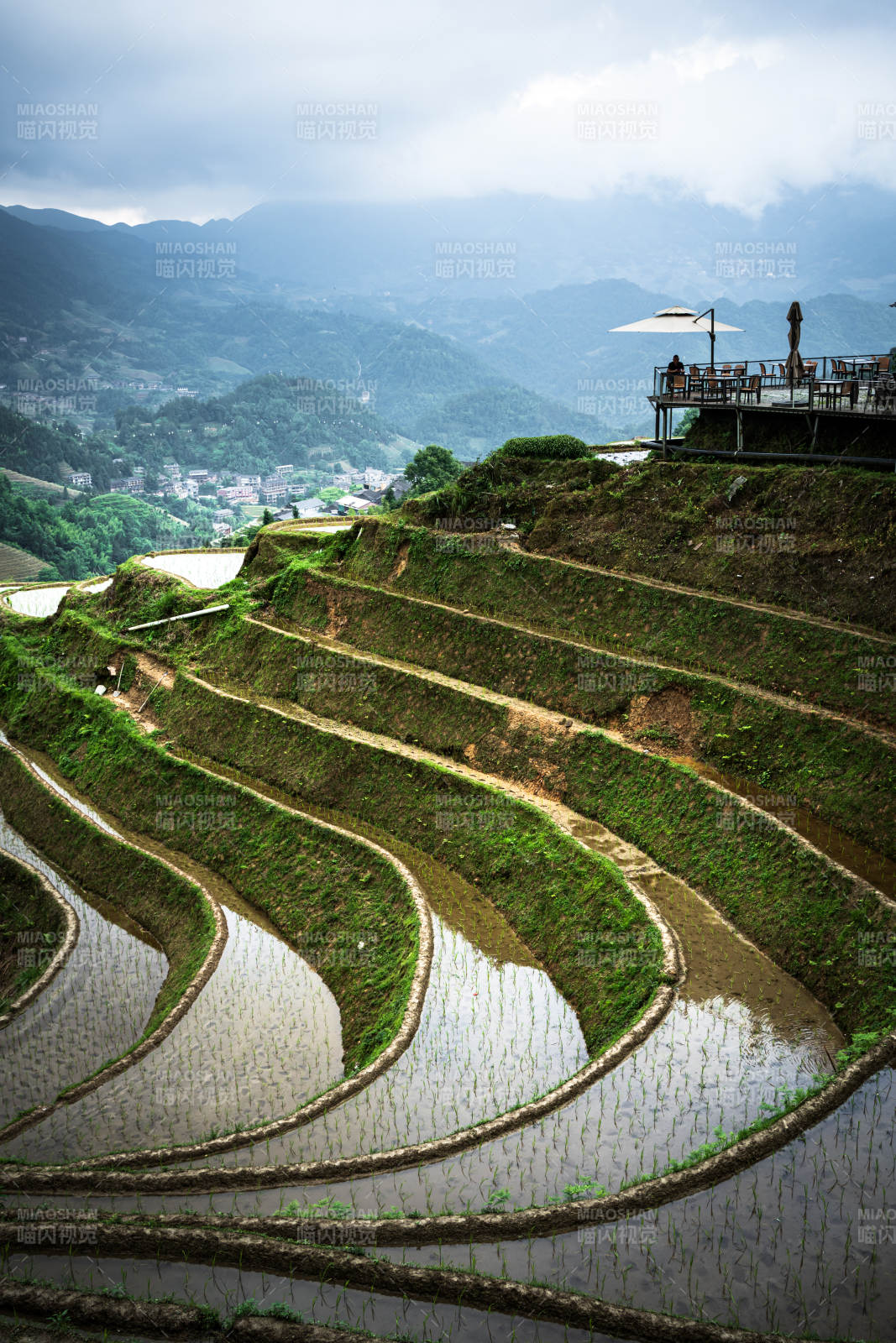 梯田云雾缭绕 山间静谧--桂林龙脊梯田图片