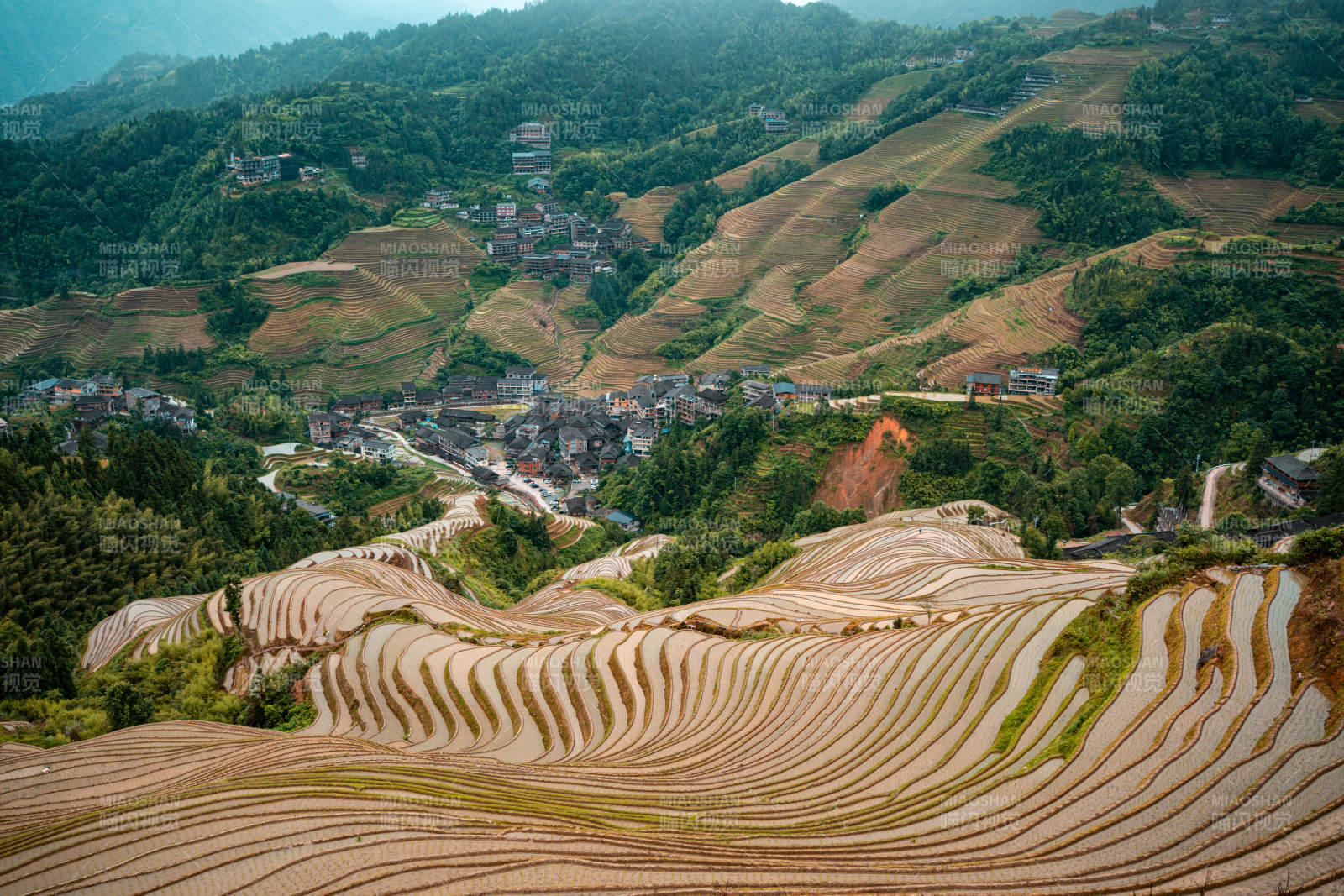 梯田风光 山村静谧--桂林龙脊梯田图片