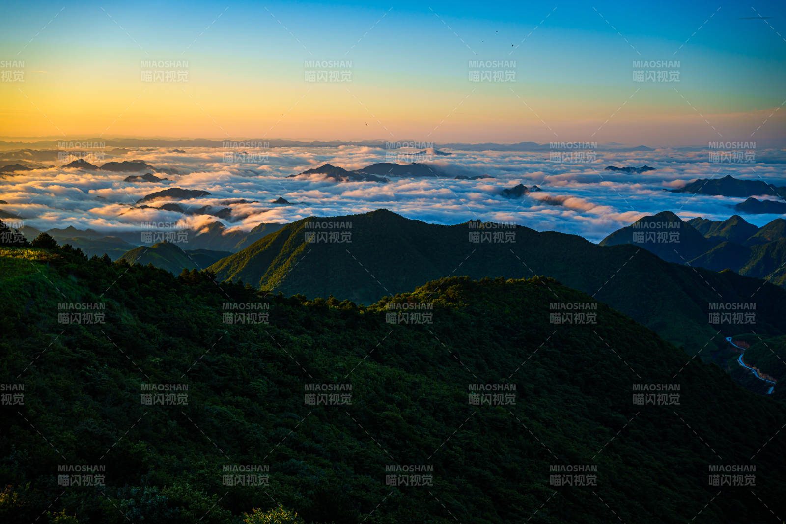 临安牵牛岗云海山巅 晨曦初照图片