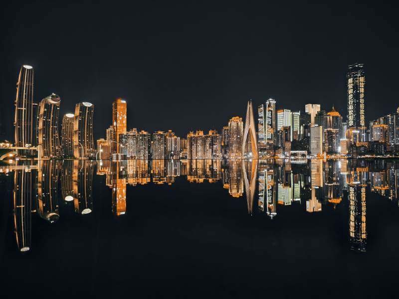 重庆夜景倒影璀璨灯火图片