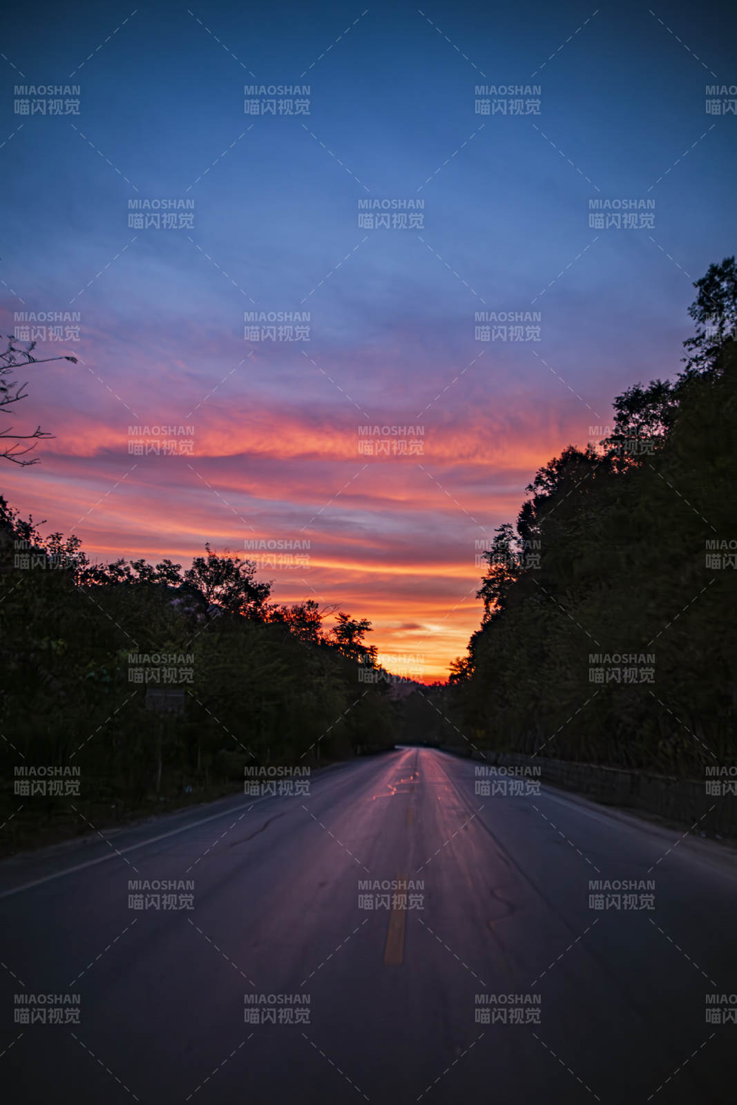 夕阳下的宁静公路图片