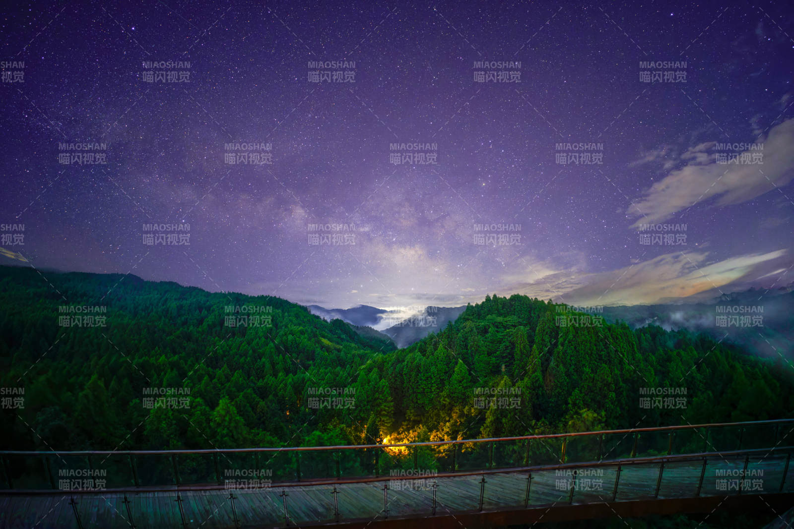星空下的森林夜景图片