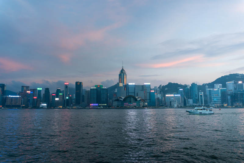 香港维多利亚港夜景 维港与天际线图片