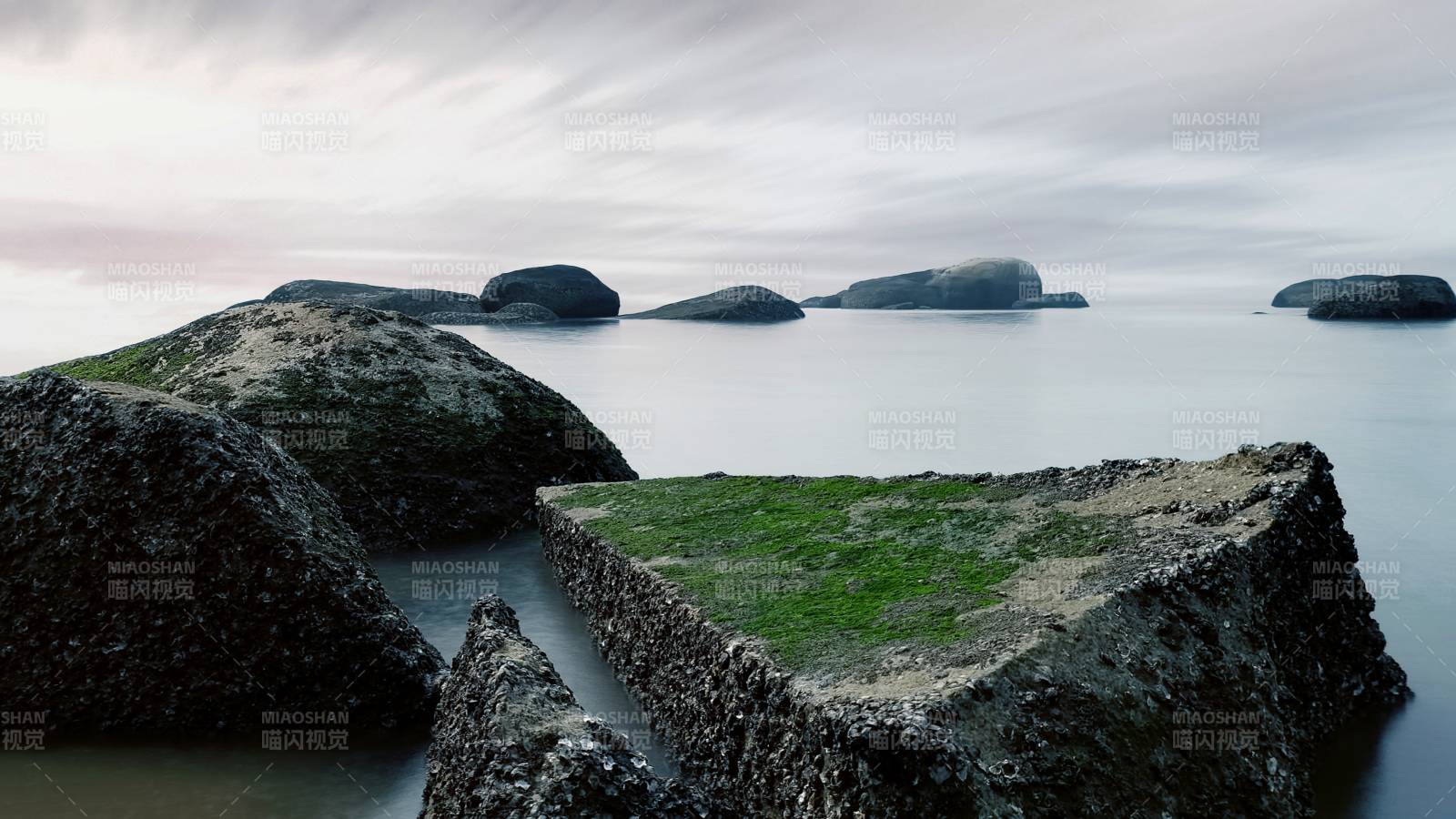 海边岩石与小岛静谧景致厦门海边图片