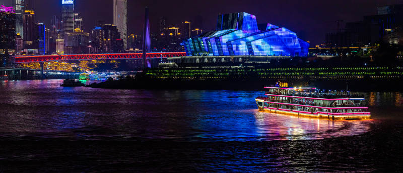 夜景重庆两江游游船图片