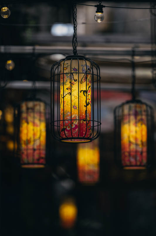 彩色灯笼 夜市风情图片