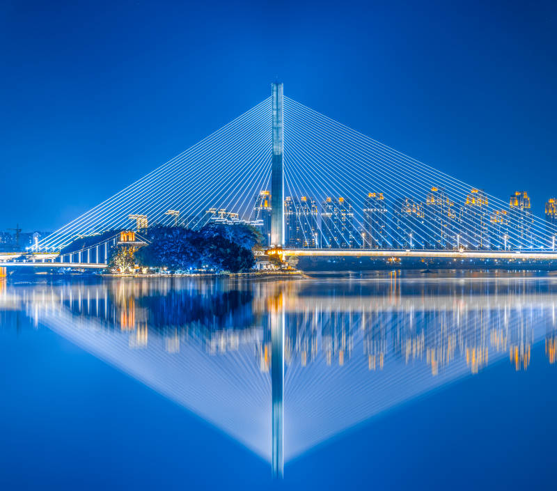 蓝调时刻的福州三县洲大桥图片