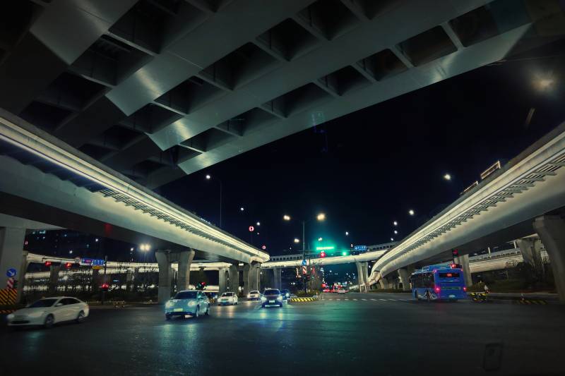 夜幕下的城市立交桥图片