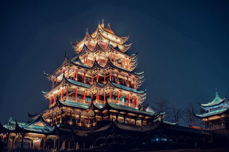 重庆鸿恩寺夜景辉煌璀璨图片