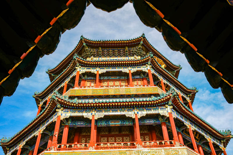 颐和园佛香阁塔楼图片