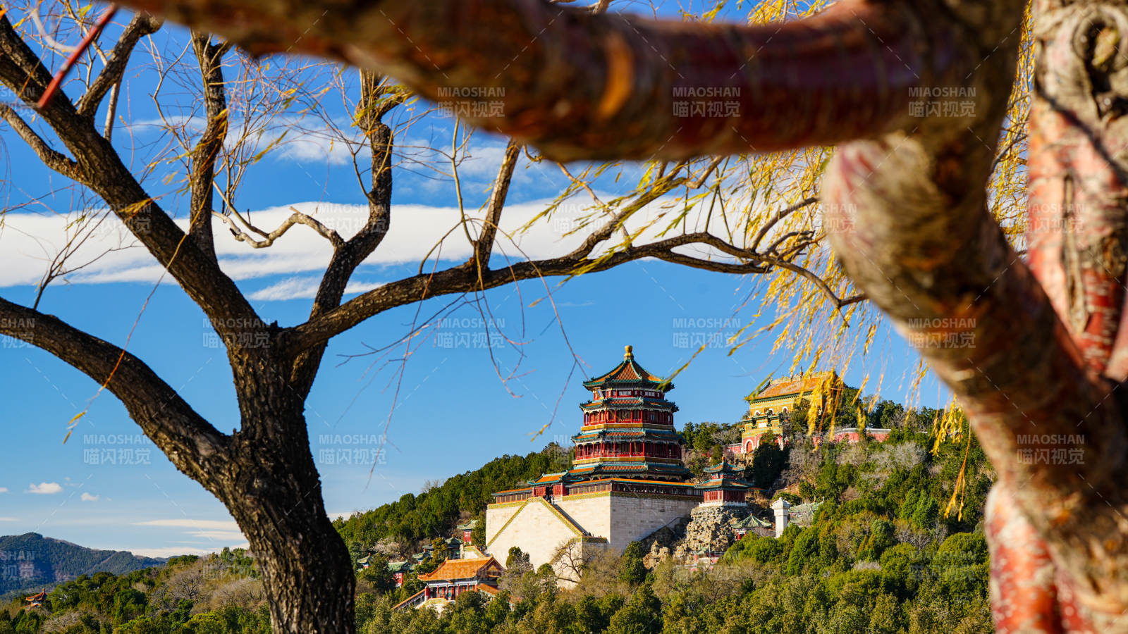 颐和园佛香阁秋景图图片