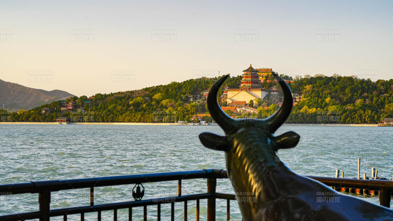 颐和园铜牛与佛香阁图片