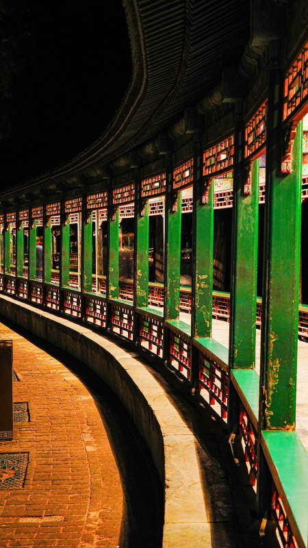 颐和园长廊夜色图片