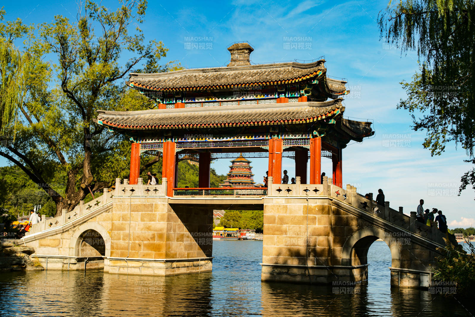 颐和园的豳风桥秋景图片