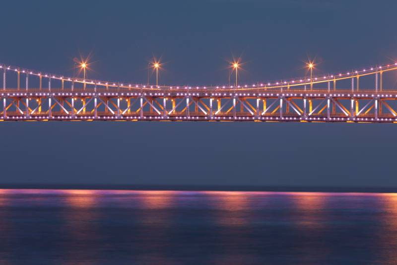 夜色中的梦幻大桥图片