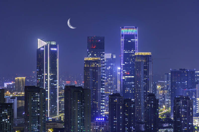 夜幕下的福州城市灯火通明图片