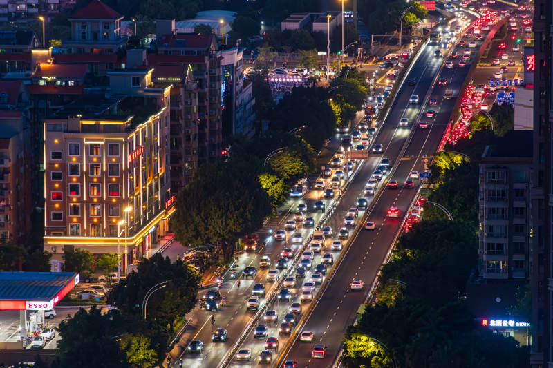 福州城市夜景交通繁忙图片