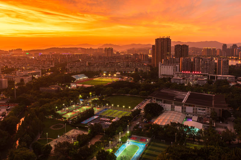 福州金山黄昏体育公园全景图片