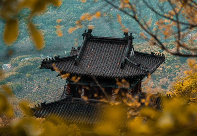 秋色中的古塔风光-- 连云港花果山图片