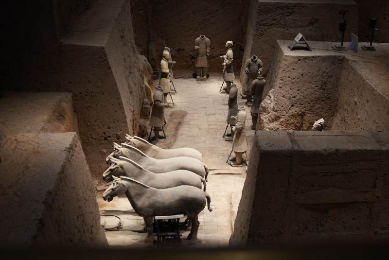 兵马俑坑内的战车与士兵图片