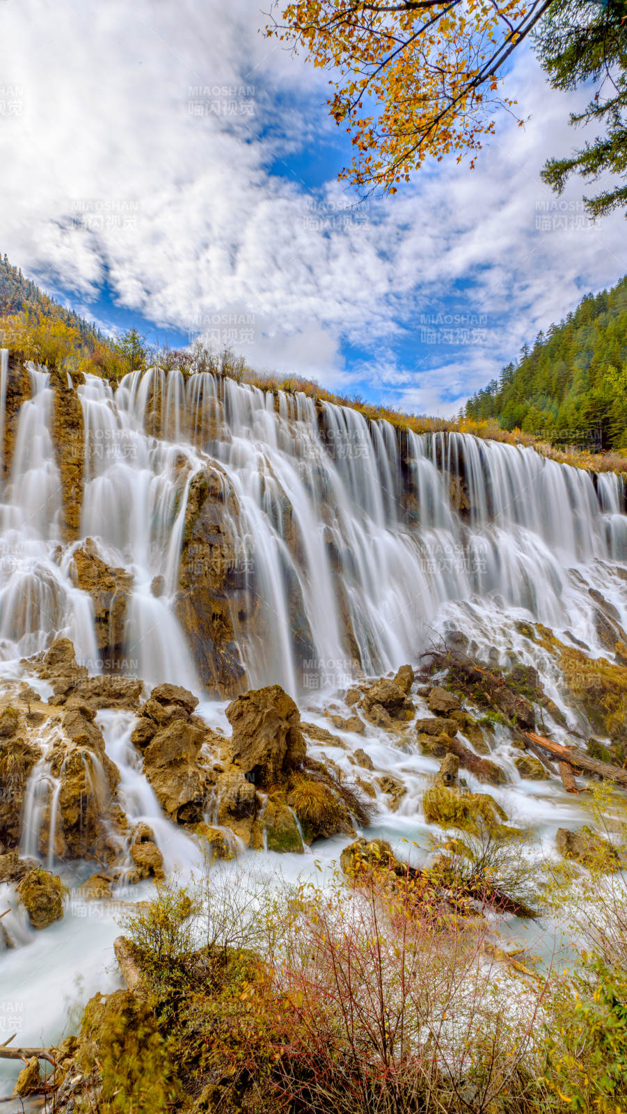 九寨沟诺日朗瀑布秋景图图片