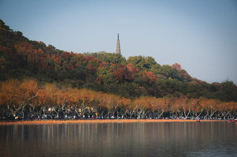 西湖秋色 塔影映水--西湖图片