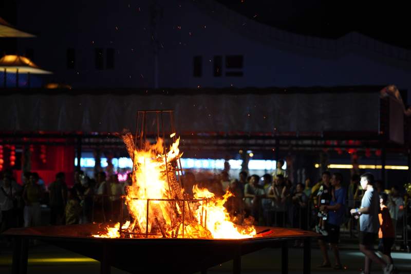 夜幕下的篝火盛宴图片