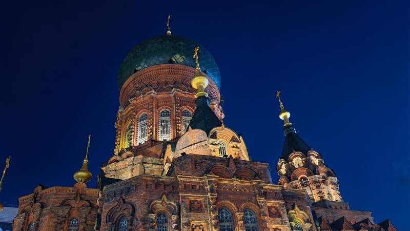 夜色中的圣索菲亚大教堂图片