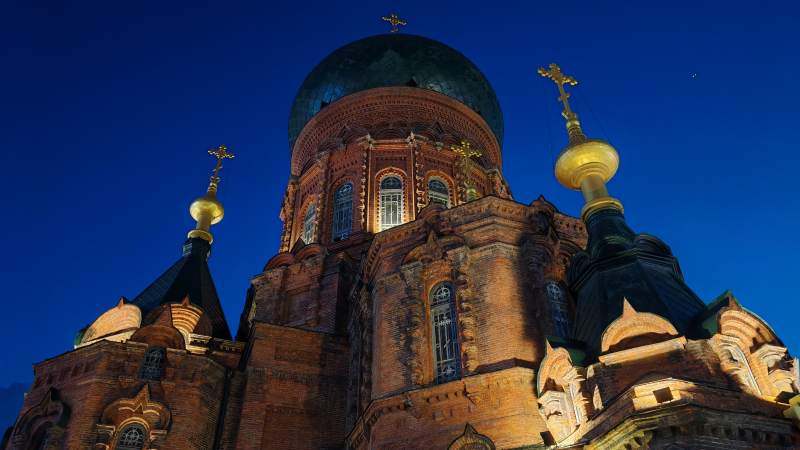 圣索菲亚大教堂夜景图片