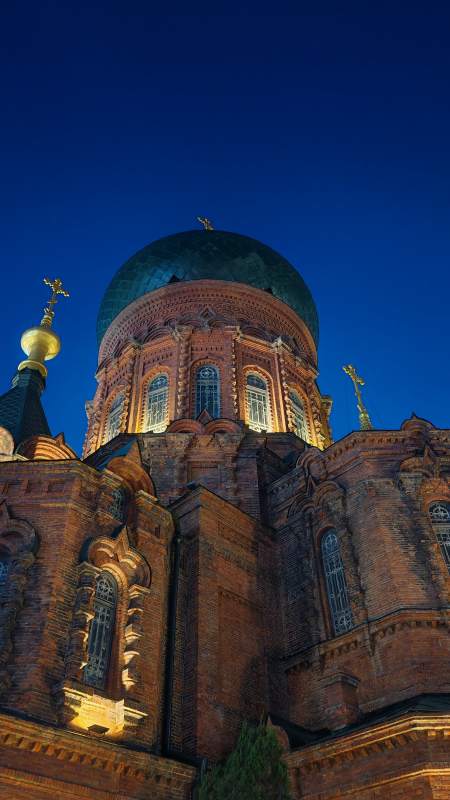 圣索菲亚大教堂夜景图片