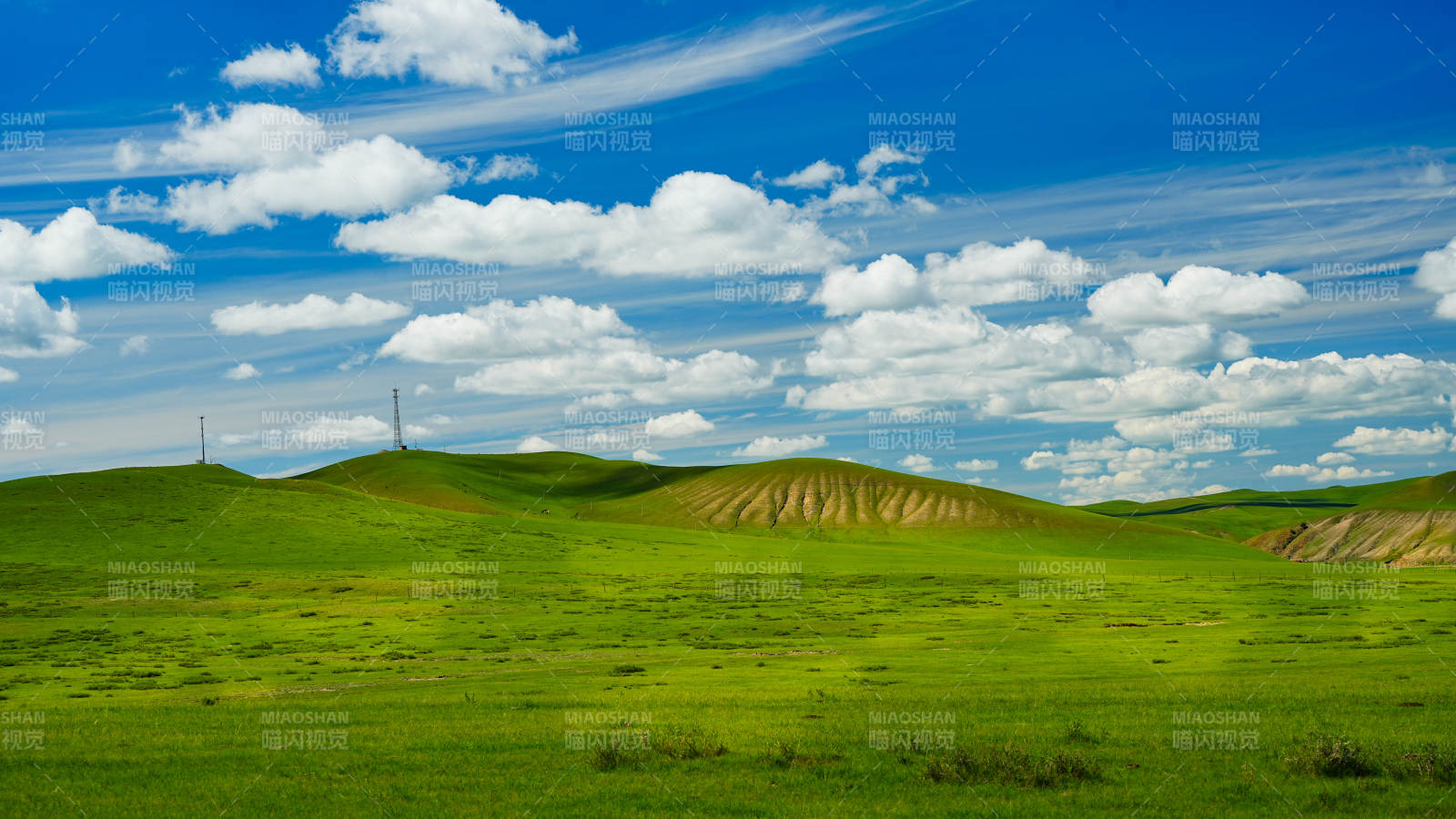 内蒙热阿线草原蓝天白云风光图片