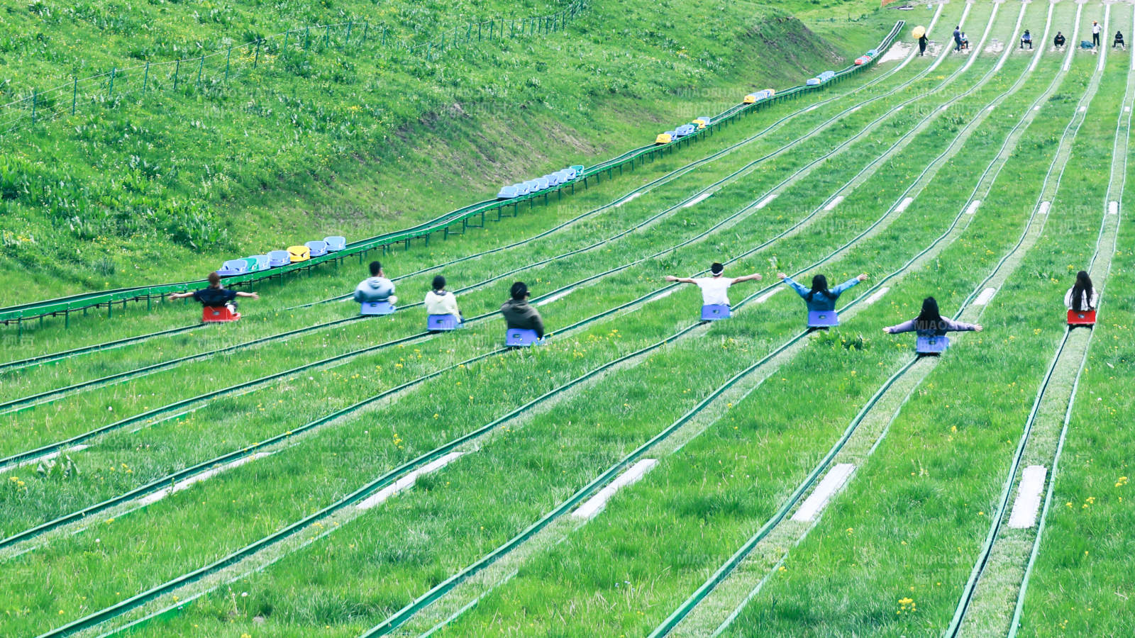 那拉提草坡滑道上的欢乐时光图片