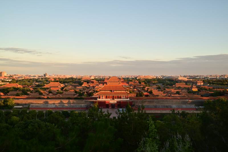 故宫黄昏全景图图片