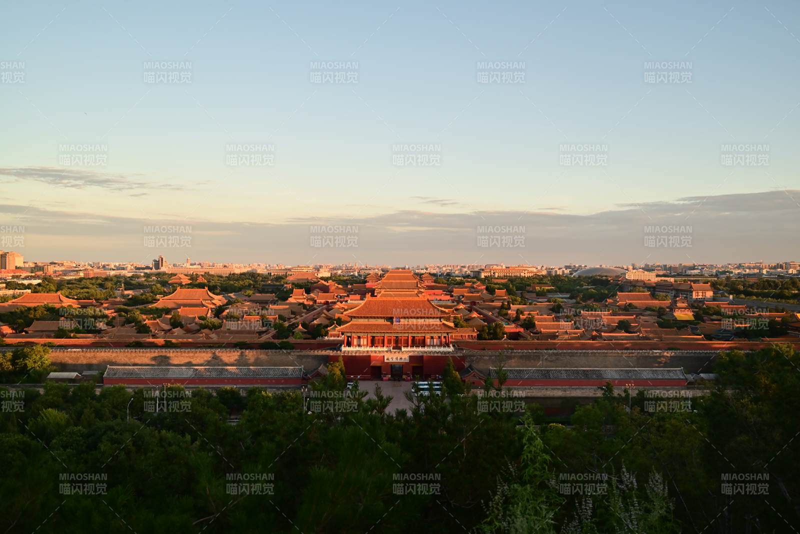 故宫黄昏全景图图片