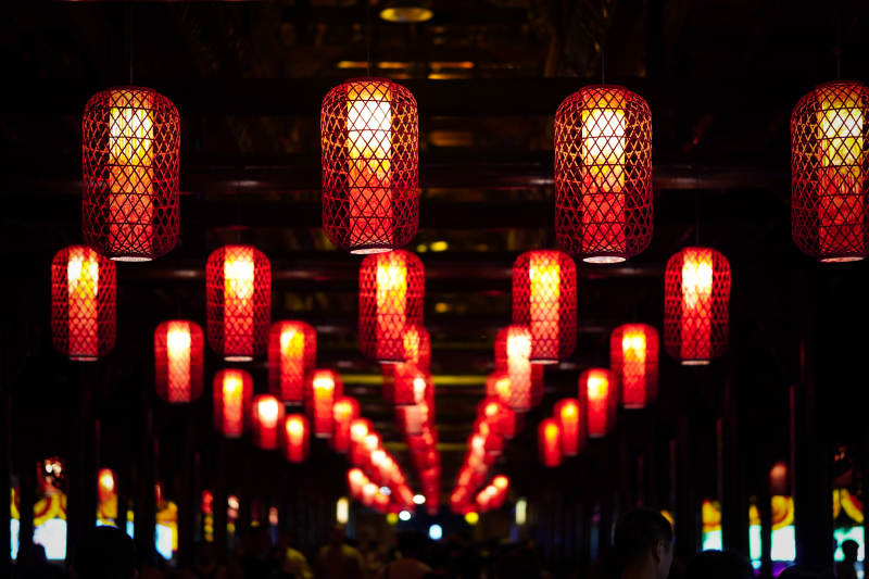 夜市红灯笼 灯火辉煌 恩施宣恩夜景图片