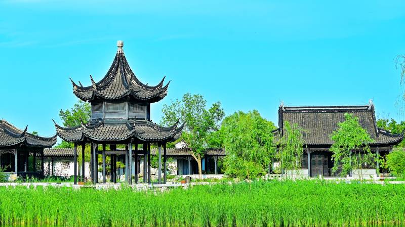 邢台园博园江南水乡风古建筑风光图片