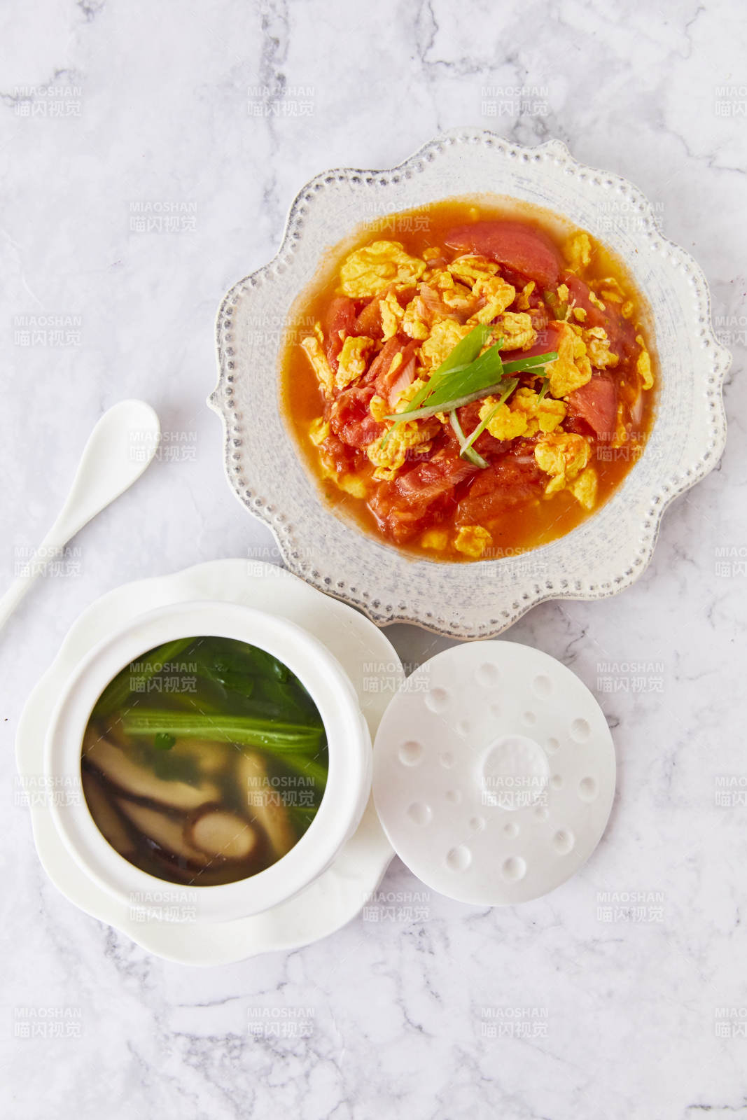 番茄炒蛋与青菜汤图片