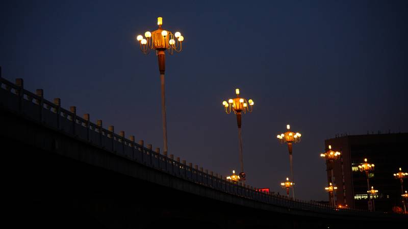夜幕下的华丽路灯图片