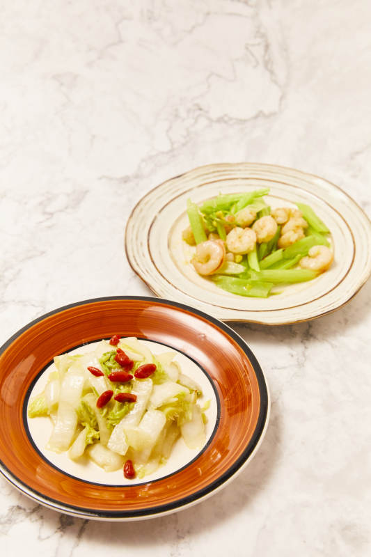 清炒虾仁与白菜心图片