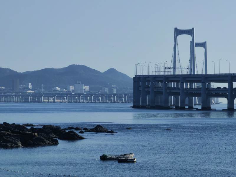 大连跨海大桥与城市风光图片