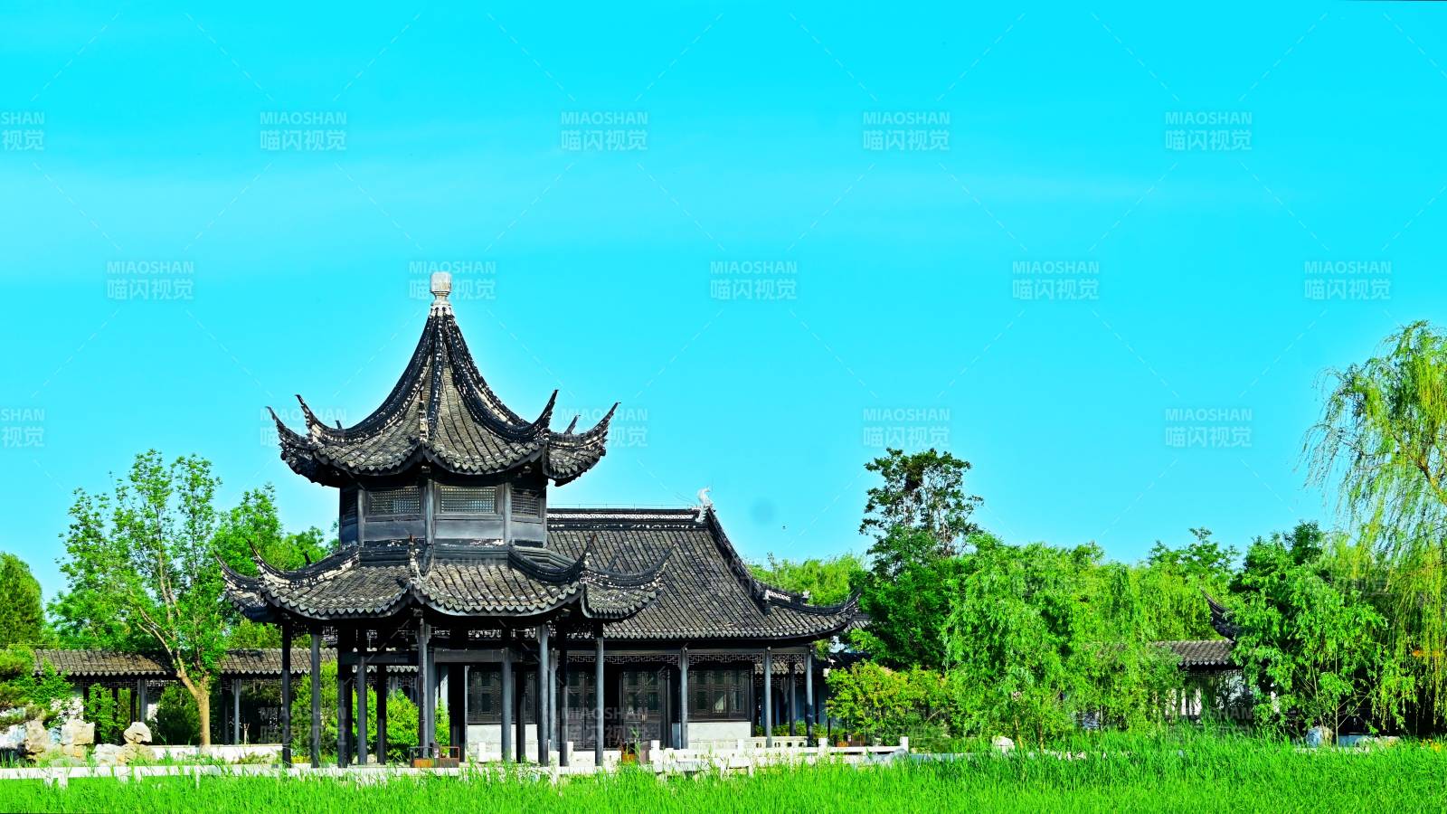 邢台园博园春意盎然的古建筑图片