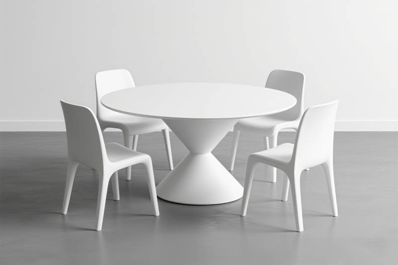 简约白色餐桌椅组合图片