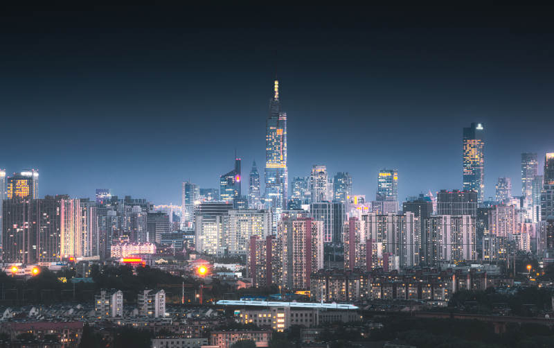 夜幕下的南京灯火辉煌图片