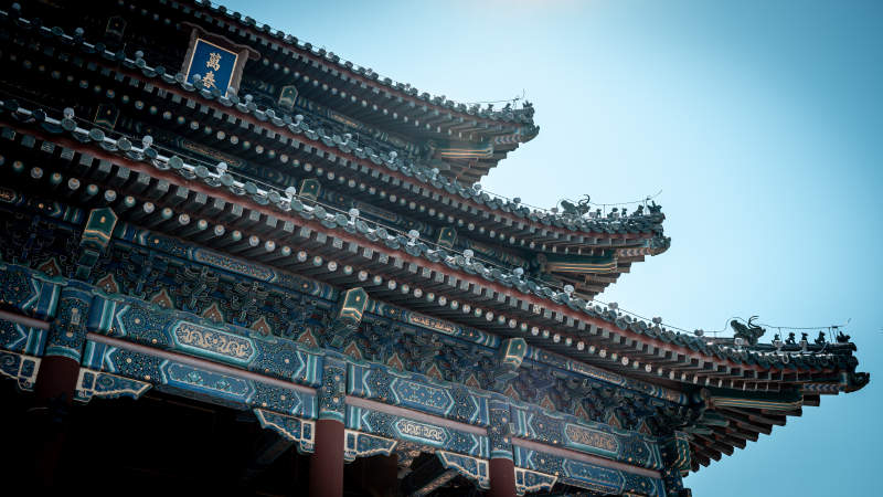 景山公园古建筑飞檐斗拱细节图片