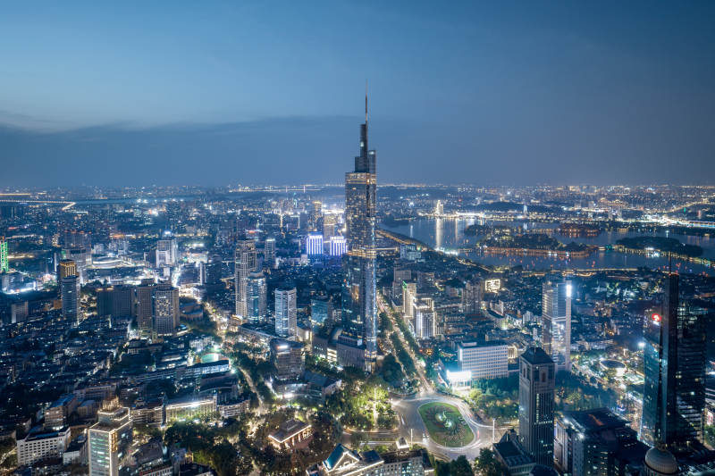 夜幕下的南京灯火辉煌图片
