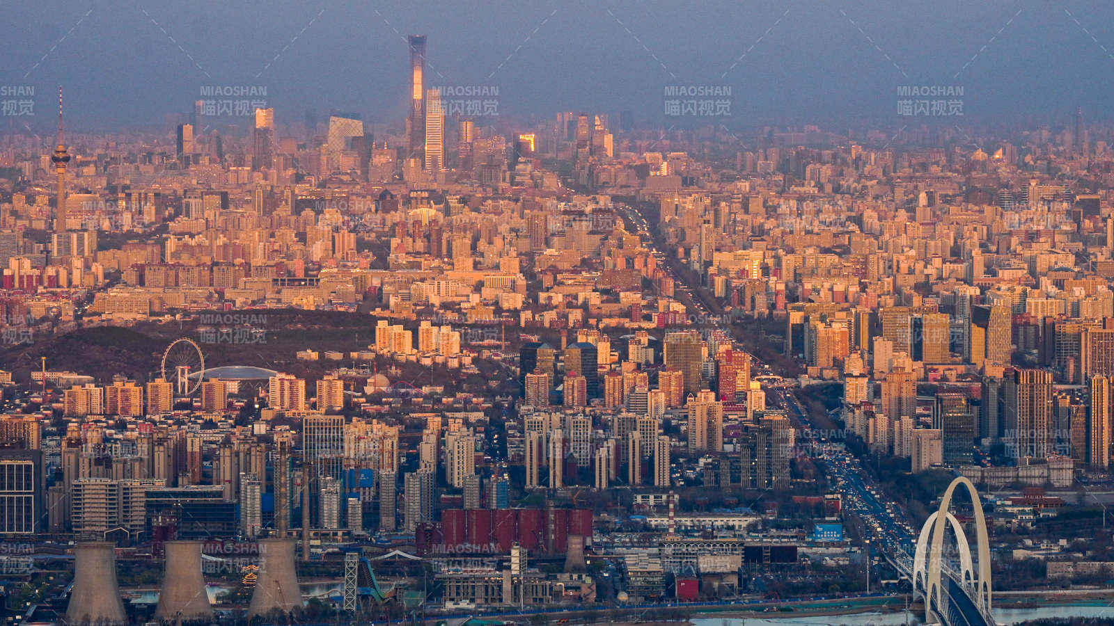 北京城市黄昏全景图图片