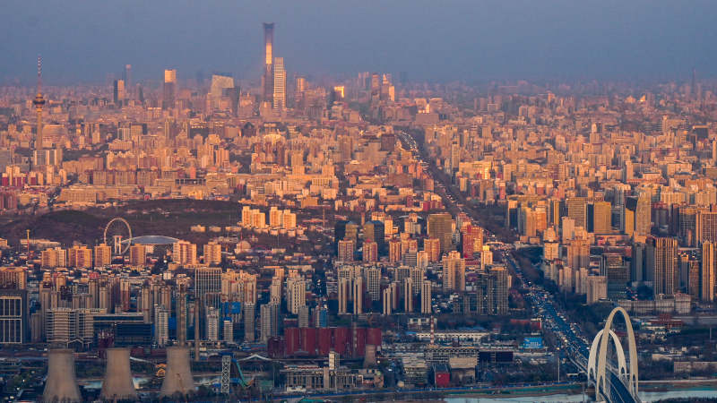 北京城市黄昏全景图图片