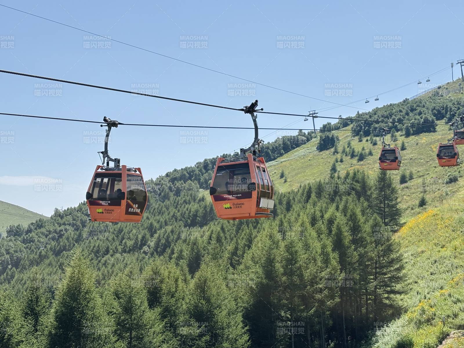 崇礼太舞小镇 山间缆车穿梭绿林中图片