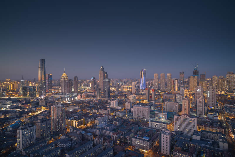 天津城市夜景灯火辉煌图片